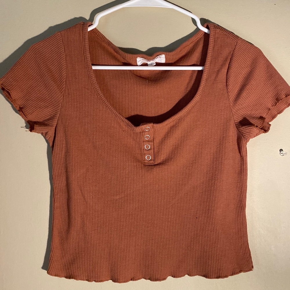 Dark coral color with buttons